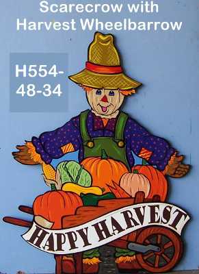 H554"Happy Harvest" Scarecrow and Wheelbarrow